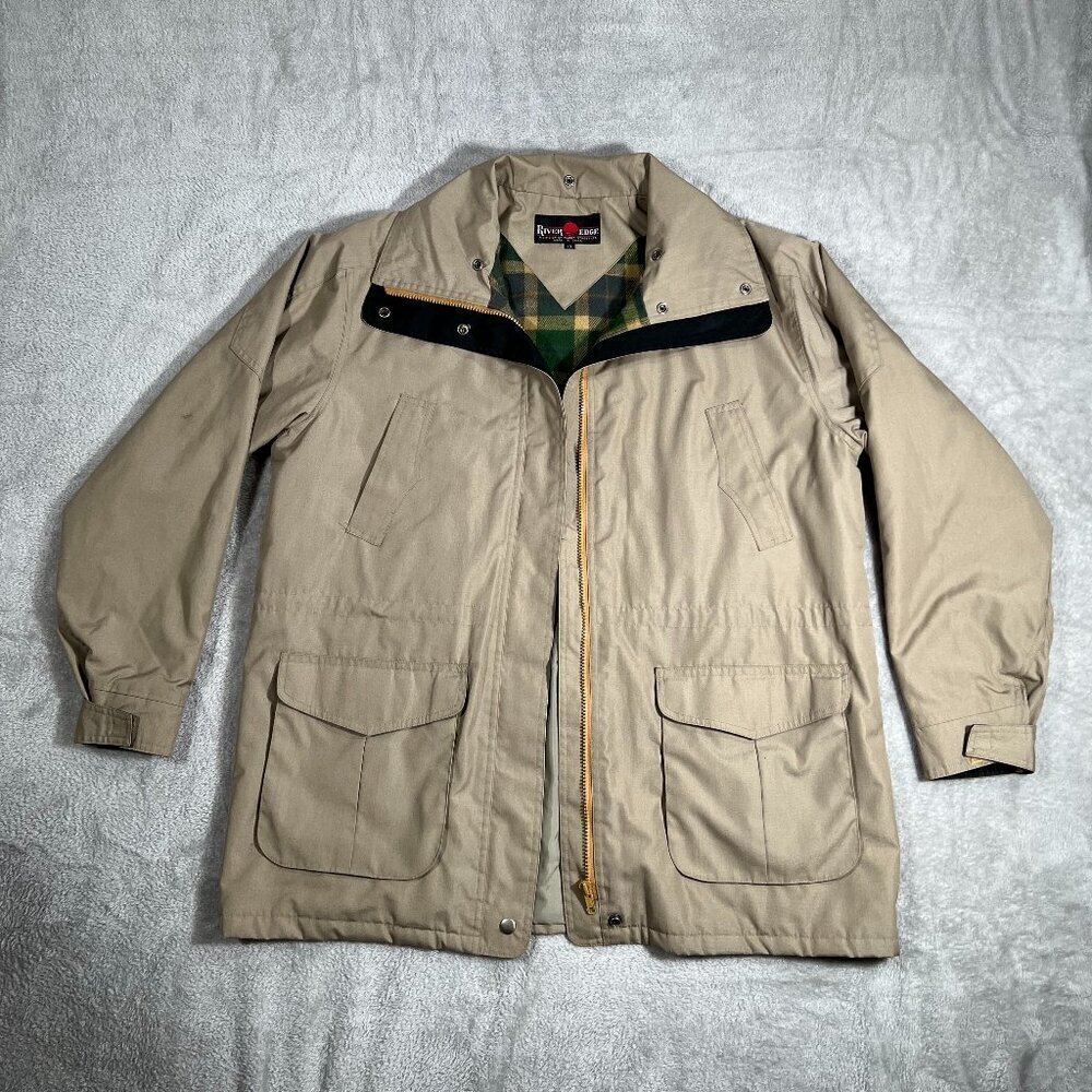 River Edge Coat Men's 16 Tan Fleece Lined Cinchable Waist Supernatural Core